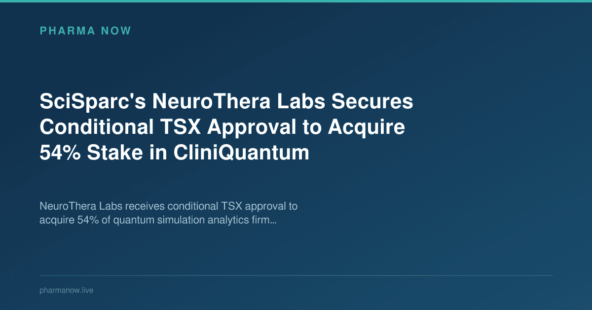 SciSparc's NeuroThera Labs Secures Conditional TSX Approval to Acquire 54% Stake in CliniQuantum