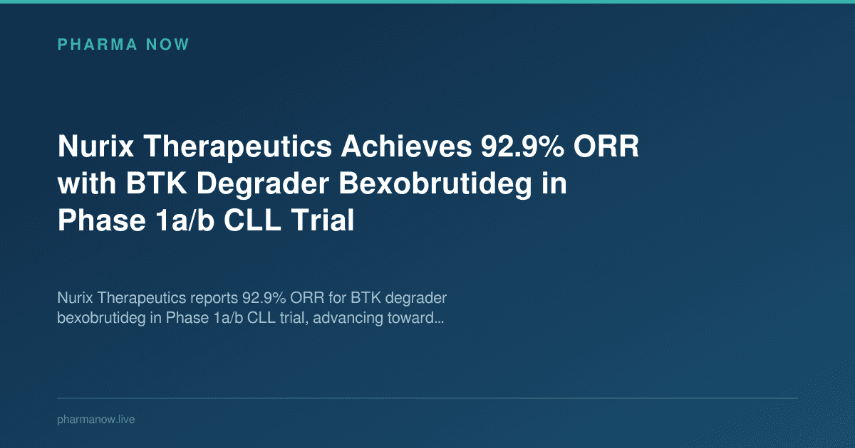 Nurix Therapeutics Achieves 92.9% ORR with BTK Degrader Bexobrutideg in Phase 1a/b CLL Trial