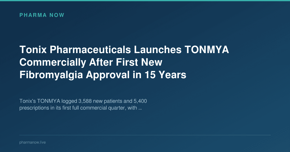 Tonix Pharmaceuticals Launches TONMYA Commercially After First New Fibromyalgia Approval in 15 Years