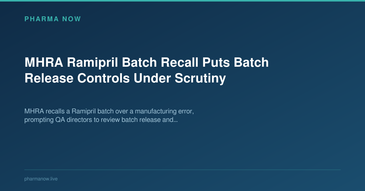 MHRA Ramipril Batch Recall Puts Batch Release Controls Under Scrutiny